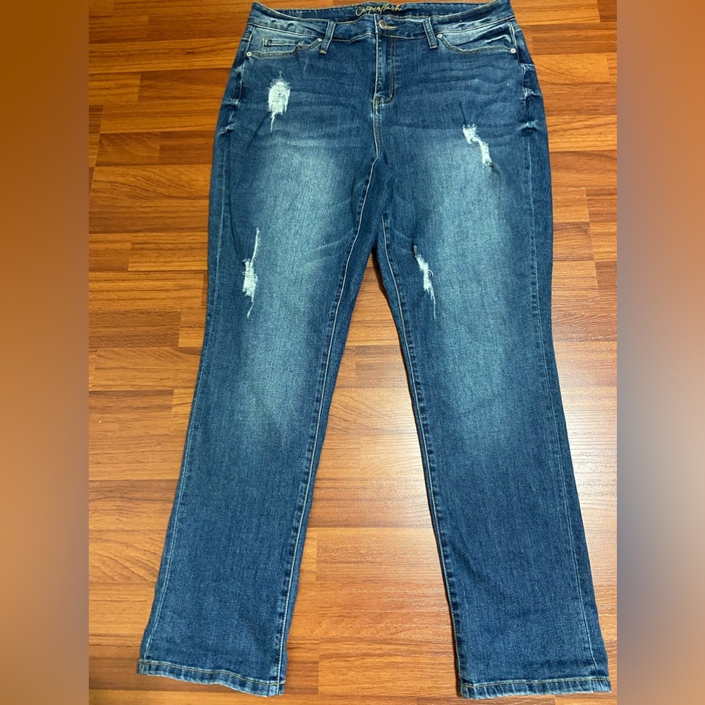 Copper flash jeans high rise straight leg